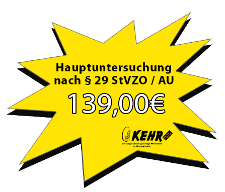 Angebot Hauptuntersuchung / HU / TÜV für 89,00 €